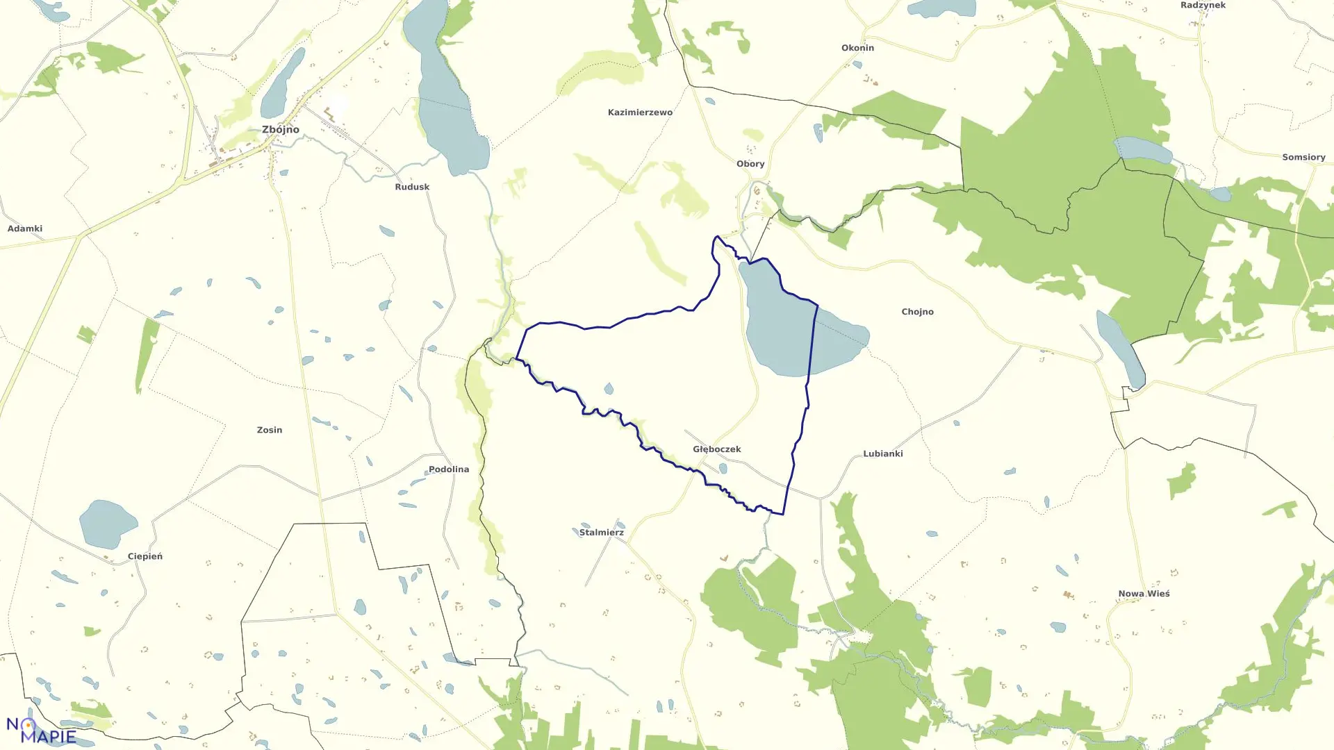 Mapa obrębu GŁĘBOCZEK w gminie Chrostkowo