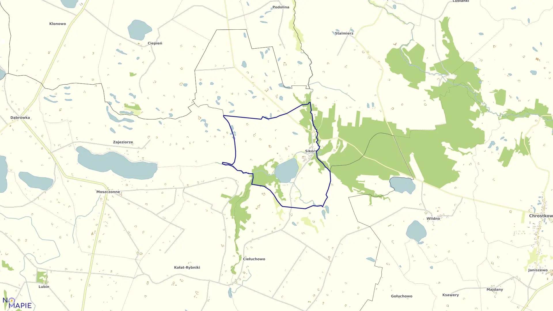 Mapa obrębu SIKÓRZ w gminie Chrostkowo